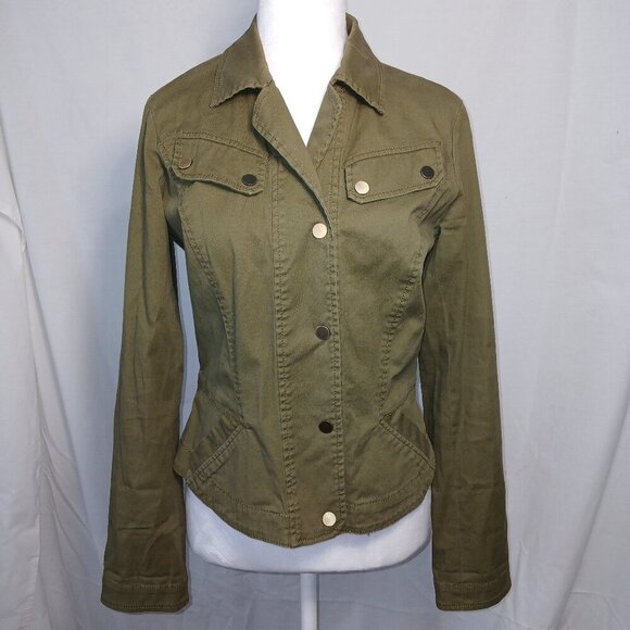 ETCETERA BRAND,  ARMY GREEN SHORT JACKET, SNAP FRONT, FITTED, SIZE 0 - Picture 1 of 7